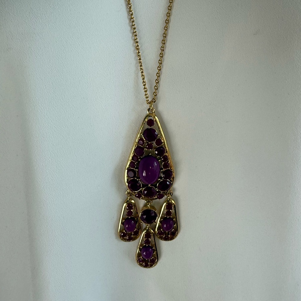 Kate Spade Purple and Gold Pendant Necklace - Picture 7 of 10